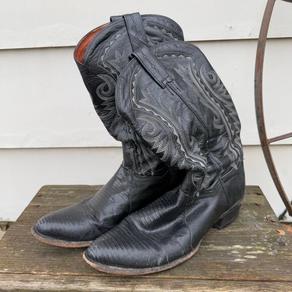 Dan Post Men\'s Raliegh Western Boots Black Teju Lizard Leather DP2350R 10 1/2 D main image 6